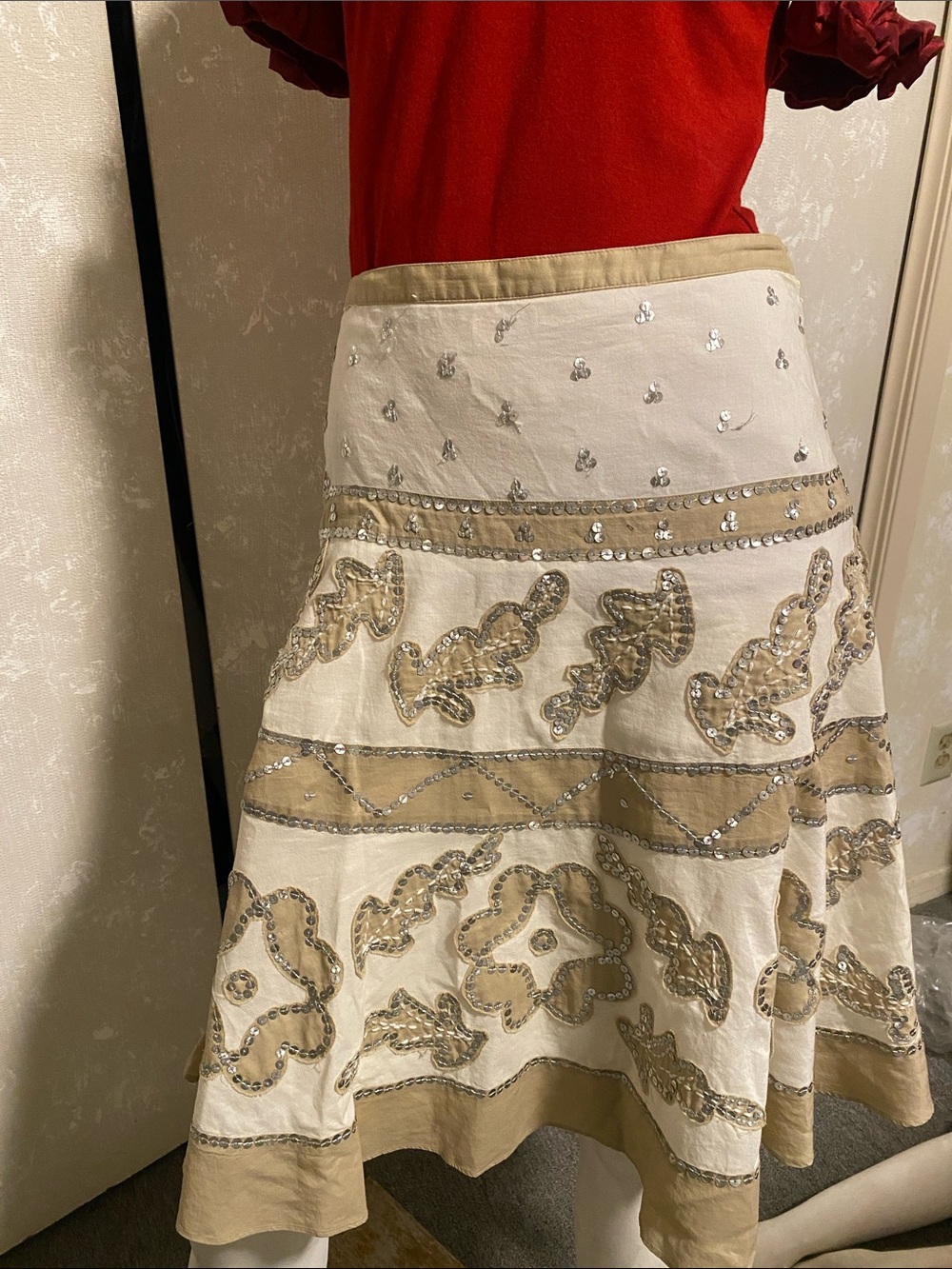 BCBG cotton  A-Line Skirt with side zip
